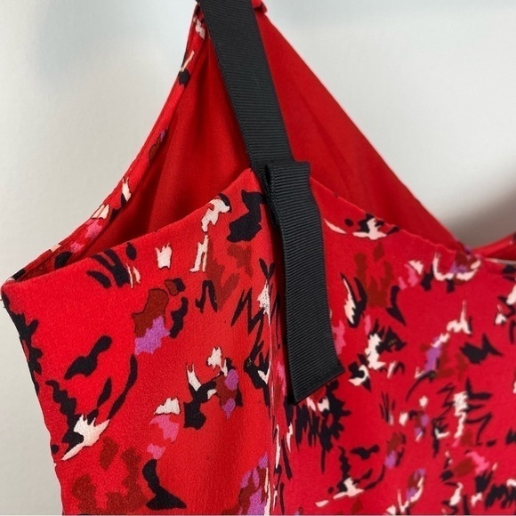 JASON Wu Grey • cadmium red v-neck printed silk pleated cami - Picture 7 of 11